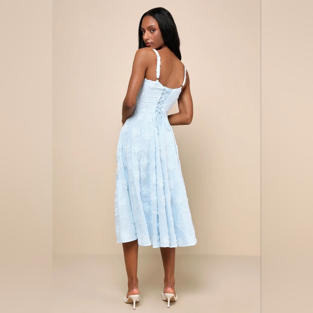 Lulu's Light Blue Midi Dress - Picture 5 of 11